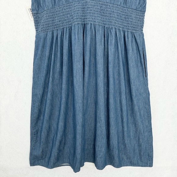 Old Navy Womens Dress Size 3X Blue Chambray Denim Midi Smocked Waist Cottagecore - Picture 9 of 16